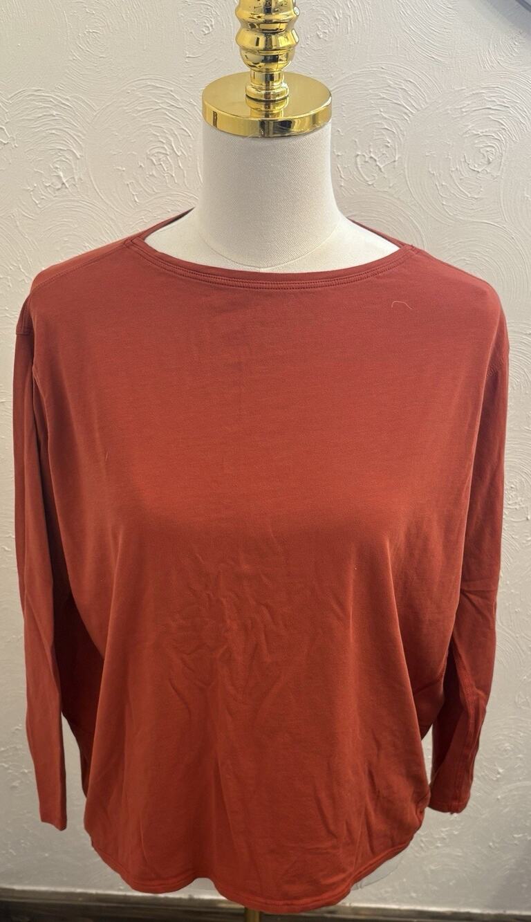 Lululemon Back In Action Pima Cotton Long-Sleeve Shirt Aztec Brick 4 Oversized